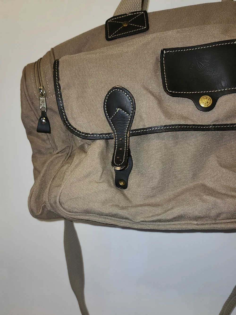 Eddie Bauer Tan Canvas Duffel with Black Trim